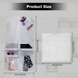 EOAMGO Dance Costume Bag for Kids, Dress Garment Bag, Clothes Storage Cover with Zipper for Women Girls Suit, Hanging Foldable Travel Duffle Bags and Clothing Protector (CLEAR)