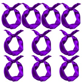 10 Pcs Long Thin Small Skinny Scarf Satin Neck Tie Ribbon Choker for Women Girls (Dark purple)