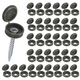 M METERXITY 100-Pack Plastic Hinged Screw Cover Caps, 6mm Shutter Screws with Caps, Fold Snap Washer Covers, Washer Flip Protection Covering M3 M4 M5 Screws Heads [Dark Gray]