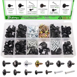 Ruibapa 180pcs 14 Sizes Automobile Metal Screw Kit Fender Liner Bumper Cover Splash Shield Bolt Screw for Most Cars Use, Automotive Screws, Automotive Trim Screws