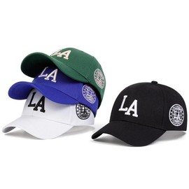 Children LA Letter Embroidery Baseball Caps Spring Autumn Outdoor Adjustable Casual Hats Boy Girl Travel Sunscreen Hat:_blue