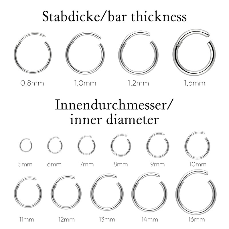 Treuheld® Segment Piercing Clicker Titanium 68 Variants, silver