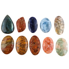 Gemkora 180+ cts Cabochon Mix Gemstone Flat Back Crystals, Wholesale Stone, Bulk Gemstone, Cabochon Crystals, Polished Stones, Jewelry Making Supply, DIY Stone, AA+ (4 Pcs) (20-30MM)