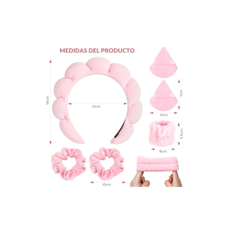 Set TXG en rosa de 7 piezas: diadema nube semiabierta,