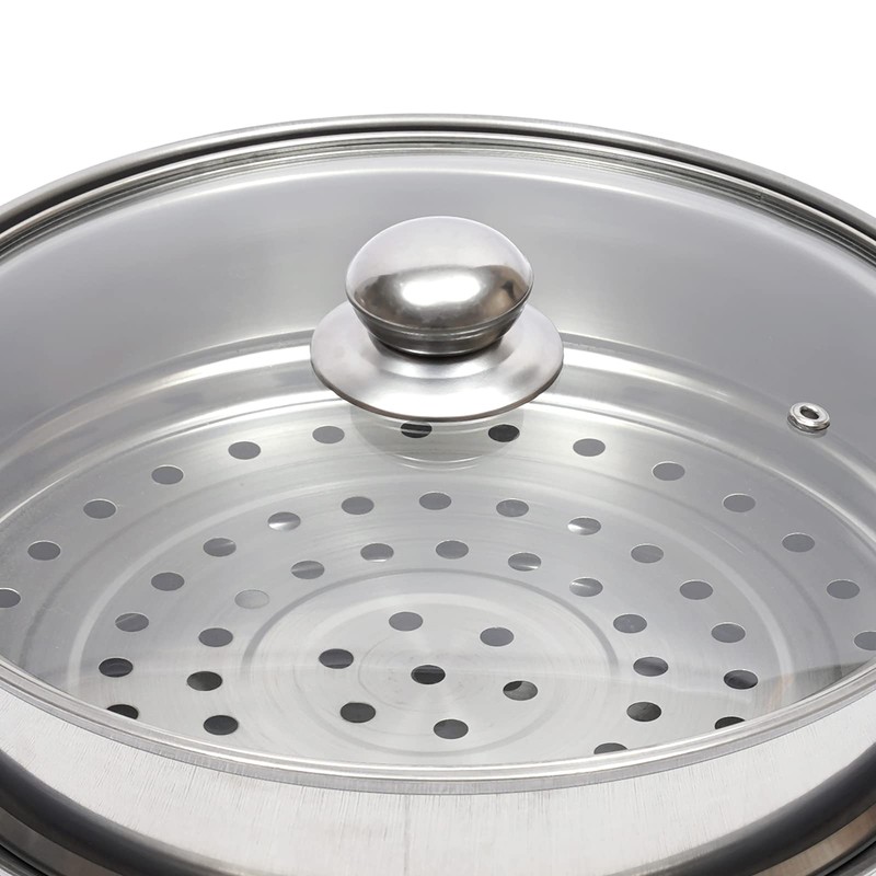 Steamer Pot for Cooking, Stainless Steel 3-Tire Durable Steam Cooker