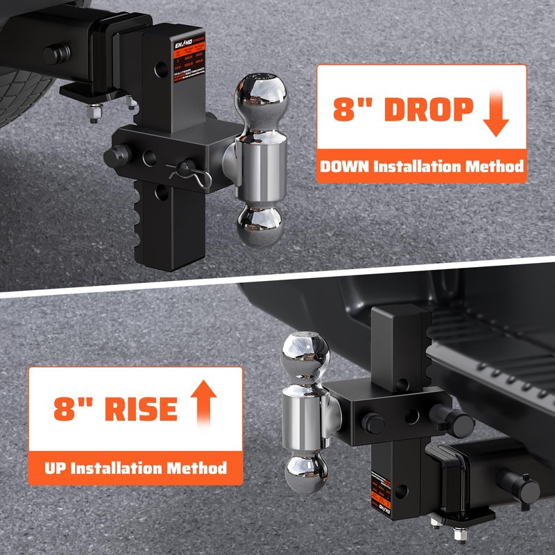 Ehaho Adjustable Trailer Hitch for 2.5-Inch Receiver, Heavy Duty Aluminum