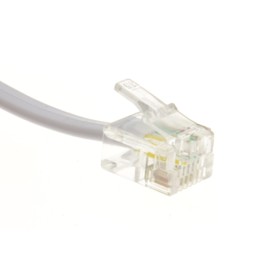 kenable RJ11 Male Plug to 4 wire RJ45 Male Plug Flat Cable Lead 10m White [10 metres]
