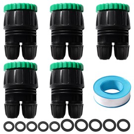 VooGenzek 5 PCS G1/2 G3/4 to 4/7 mm Irrigation Quick Connector, 2 Way Micro Irrigation Adapter with Lock Barbed, Agriculture Irrigation Fittings, for Lawn, Farm, Garden