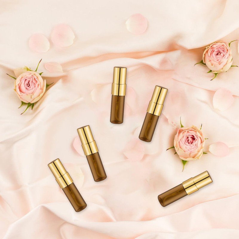 30 Pcs Golden Vials Mini Spray Bottle Amber Glass Fine