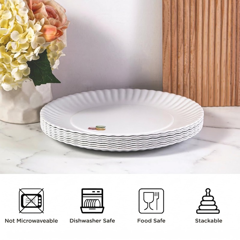 TP Upgraded Sturdy 10.5" Reusable Melamine Paper Plates, Lightweight Round