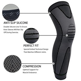 SVDpirit Full Leg Sleeves Long Compression Leg Sleeve (1pc), ANTI-SLIP SILICONE, For Man Women, Basketball, Cycling Sport Football, Reduce Arthritis, Varicose Veins, Swelling of Legs 1005BM