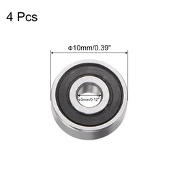 sourcing map 4pcs 623-2RS Deep Groove Ball Bearings, Chrome Steel Z3 Double Rubber Sealed Bearing 3mm x 10mm x 4mm