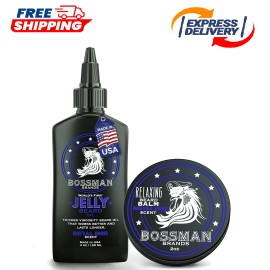 Bossman Jelly Beard Oil for Men & Beard Balm for Men Combo - Royal Oud Scent
