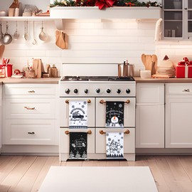 FuWeave 6 Pcs Christmas Kitchen Towels Black White Winter Dish Towel 15.8 x 23.6'' Xmas Snowflake Snowman Hand Towel Decorative Let It Snow Tea Towel Farmhouse Kitchen Decor for Housewarming Gift