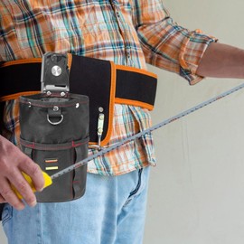 Tool Belt Pouch, Woodworking Utility Pouch with Belt Clip, Multifunctional Waist Storage Pocket for Tape Measures Nails Screws Drills