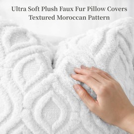 decorUhome Spring Euro Sham Throw Pillow Covers 22x22 Inch Set of 2, Soft Plush Faux Wool White Solid Couch Pillow Covers, Accent Farmhouse Neutral Square Pillow Cases for Sofa Bed Living Room