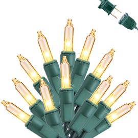 Toodour Clear Christmas Lights Green Wire, 33ft 100-Count Mini Incandescent Bulb String Lights Connectable, UL Certified Xmas Tree Light for Indoor & Outdoor Christmas Decor (Warm White)