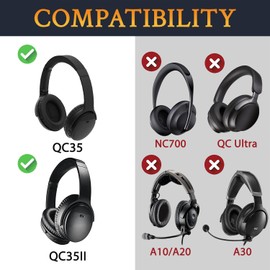 SoloWIT® Replacement Ear Pads for Bose QC35 Compatible with QuietComfort 35 (QC35) and Quiet Comfort 35 II (QC35 ii) Over-Ear Headphones
