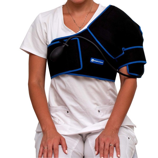 SimplyJnJ Shoulder Ice Pack Wrap with Compression & 2 Ice Gel Packs - Great for Shoulder Pain Relief, Rotator Cuff Relief, Injuries, Surgery Recovery & More