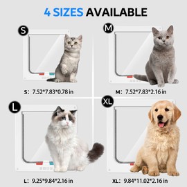 FAREVER Medium Cat Door Interior Door Pet Door for Cat Exterior Door 4 Modes Locking Suitable for Window and Wall (White)