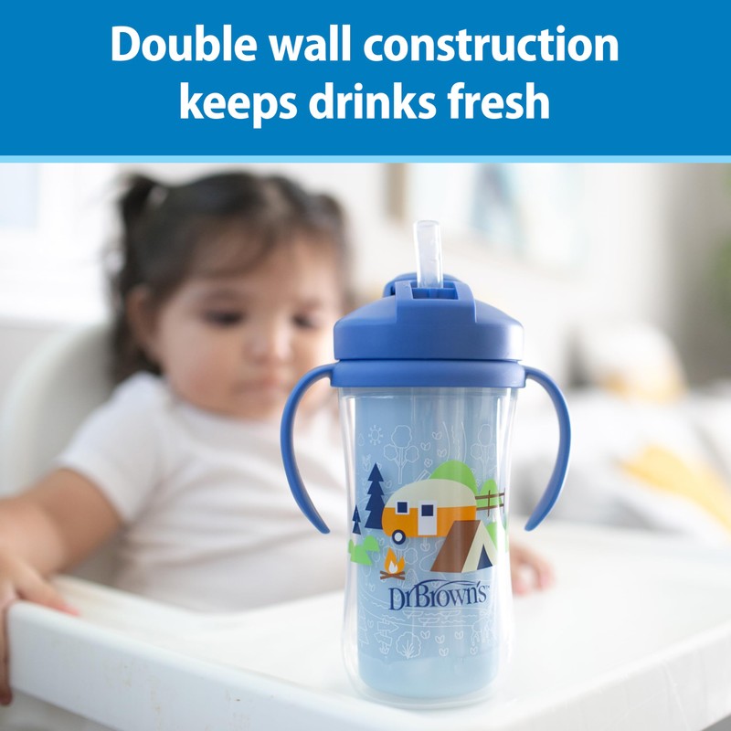 Dr. Brown's Milestones Insulated Sippy Cup with Straw and Handles,