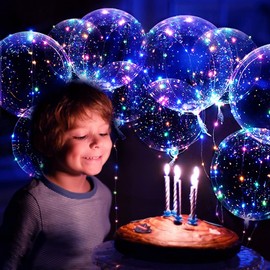 Bobo Balloons 10 Pack LED Glow in the Dark Balloons with Sticks + Air Pump for Party, Wedding, Decoration