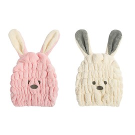 SSZYMAOYI Towel Cap, Dry Cap, Hair Cap, Absorbent Towel, For Adults and Children, Absorbent, Bath Items, Quick Drying, Lightweight, Unisex (White + Pink) (Set of 2)