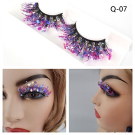 2piece Professional Eyelashes With Glitter Lightweight Comfort Long-Lasting Wear Glittery Eyelashes With Sequins Plastic, Q-04