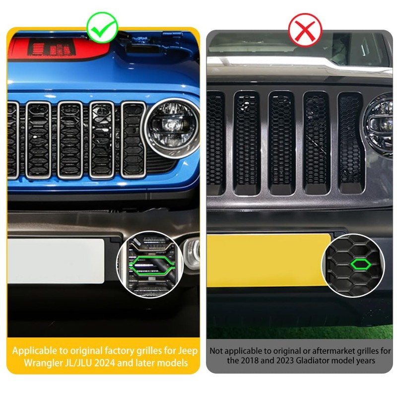 ouylycjo 5PCS Front Grille Lights for Jeep Wrangler 2024 2025，Car