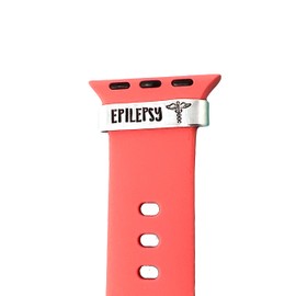 Epilepsy Medical Alert Watch Charm, Hand Stamped Tags for Smart Watch, Made of Lightweight Aluminum, Charm Only - Band Not Included