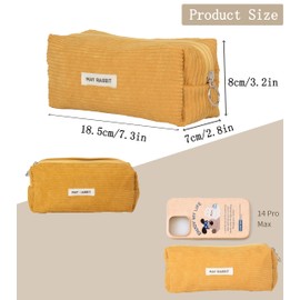 GMYIAK Corduroy Pencil Bag Girls Large Pencil Case with Zip for Boys Girls Adults Study Must Haves School School Supplies Aesthetic Pencil Teenager, yellow, simplicity