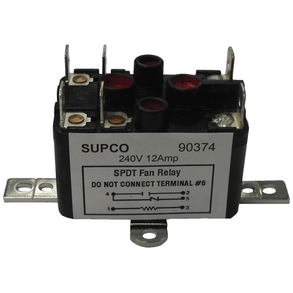 Supco 90370 General Purpose Fan Relay, 12 A Load Current, 24 V Coil Voltage, Single Pole Double Throw Contacts
