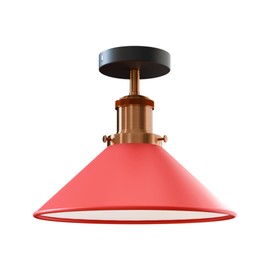 DC Voltage Vintage Ceiling Light Semi Flush Mount Industrial Metal 22cm Red E27 Holder Lamp Shade for Living Room Kitchen Bedroom Hallway Corridor Restaurant