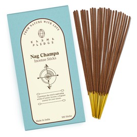 Nag Champa Incense Sticks, Organic Hand Dipped 100 Sticks with Natural Herbs & Aromatic Ingredients, Burn Time 45 to 60 Minutes, Incense for Positivity, Yoga, Meditation, Relaxation, Spiritual Gift