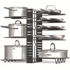 GOODGRABS 8-Tier Adjustable Pot and Pan Organizer Rack, Black, Heavy-Duty