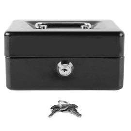 Caja de Dinero, Caja de Seguridad con Llaves y Cerradura Caja de Efectivo de Almacenamiento Compacta y Portátil para Familias Supermercados Cafeterías