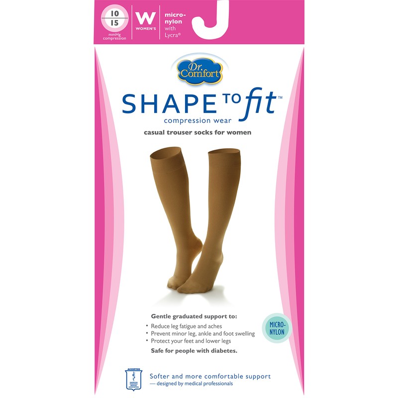 Dr. Comfort Women's Micro Nylon Graduated Compression Knee-High Sock, 10-15