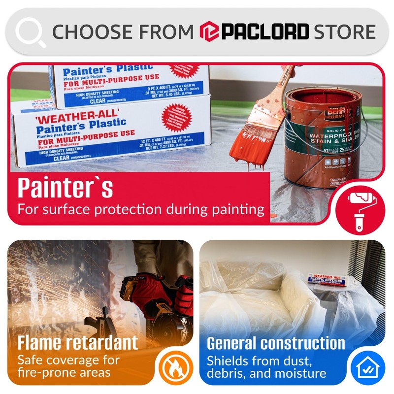 Weather-All Clear Painters Plastic Sheeting 9' x 400' (3600 sq