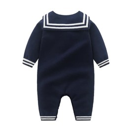 Mud Kingdom Boys Girls Sweater Rompers for Baby Girl Knitted Ribbed Jumpsuit Unisex Nautical Style Bodysuits White 18-24 Months