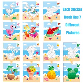 AEAHALY Summer Theme Reusable Sticker Book Sticker Paint Books Crafts for Kids Ages 4-8 Boys and Girls Birthday Gifts Party Favor, Travel Activity Book Stickers for Kids Learning