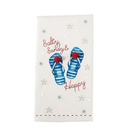 Mud Pie Oh Crab! Embroidered Sequin Beach Hand Towel 41500025 (Salty Sandy Happy)