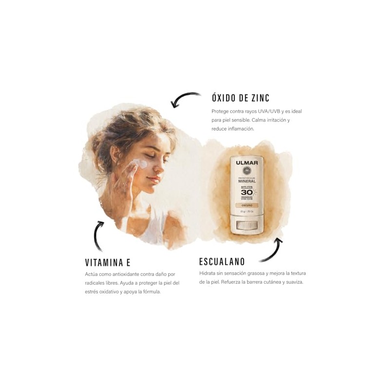 Ulmar Protector Solar Facial Mineral en Barra FPS30 UVA +