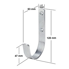 VORMANN Wall Hooks, Coat Hooks, Tool Hooks, Garage Hooks, Weather-Resistant, U-Shape, 10-Piece Set, Size: 120 x 63 x 47 x 17 mm, Made in Germany