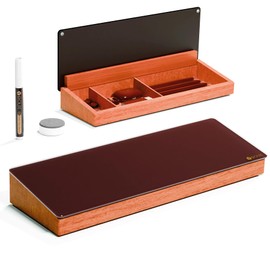 Desk Whiteboard with Wooden Organizer Box for Office Supplies Storage, Desktop Dry Erase White Board with Drawer for Stationary, Marker & Eraser Included, Yeoux