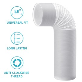 80" Length 5.9 Inch Diameter Portable Air Conditioner Hose, AC Exhaust Hose Anti-Clockwise Thread Air Conditioner Parts Compatible with Haier, Delonghi and More (Anti-Clockwise 5.9 inch) | Zomia