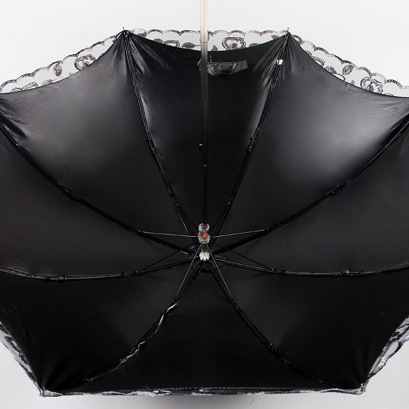 Honeystore Vintage Lace UV Sun Parasol Folding 3D Flower Embroidery