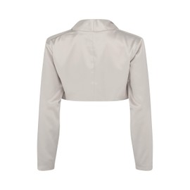Bolerose Formal Long Sleeve Satin Bolero Shrug (Silver, M)