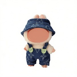 Clothes for Dolls, Denim Four-Leaf Clover 2-Piece Set Exquisite Clothes Accessories for 17cm Doll, Cute Clothes Set Suitable for Adorable Dolls (NO Doll) (Blue)