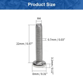 MroMax 20Pcs M4 x 22mm Pan Head Phillips Machine Screws, 304 Stainless Steel 18-8, Fully Thread, Metric Silver Gray Cross Head Screws Bolts for Cabinet Drawer Knob Pull Handle