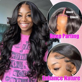 Erqq Pelucas De Cabello Humano Con Ondas Corporales De 32" Y Encaje Frontal Hd De 13X6 Prearrancada Densidad 200 Para Mujer Pelucas de cabello humano con ondas cor